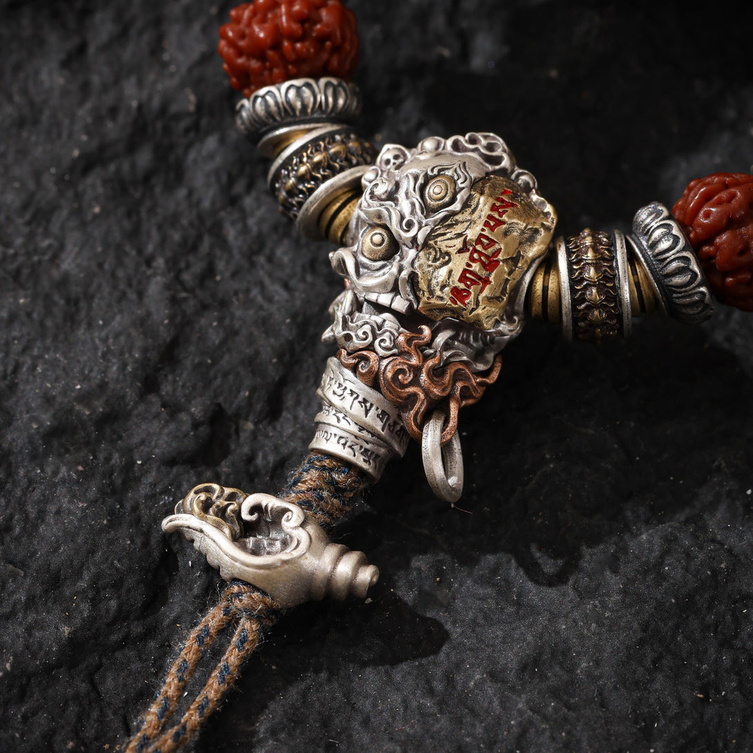 Vajra Rudraksha 108 Mala Necklace Garuda, Dorje Axe