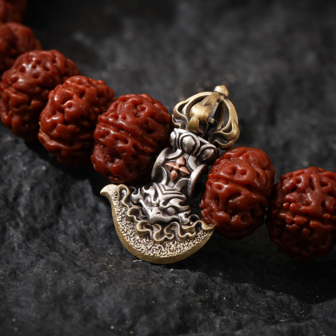 Vajra Rudraksha 108 Mala Necklace Garuda, Dorje Axe