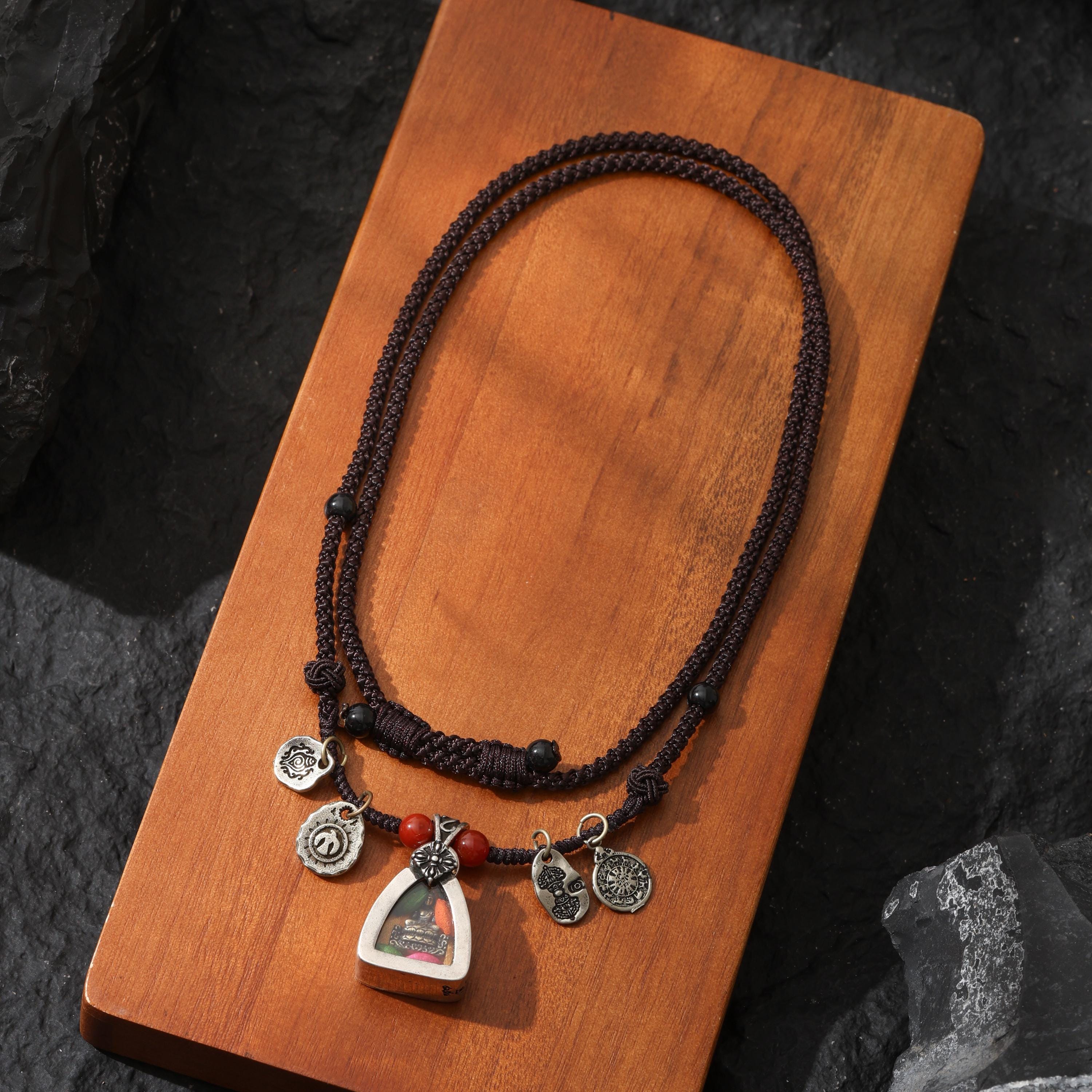 Tibetan Amulet Necklace Jambhala Gau