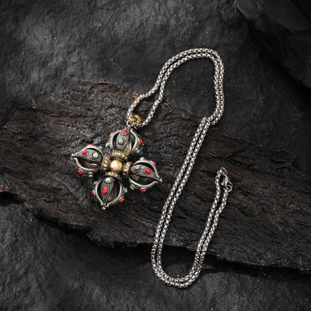 Cross Vajra Pendant Tibetan Amulet