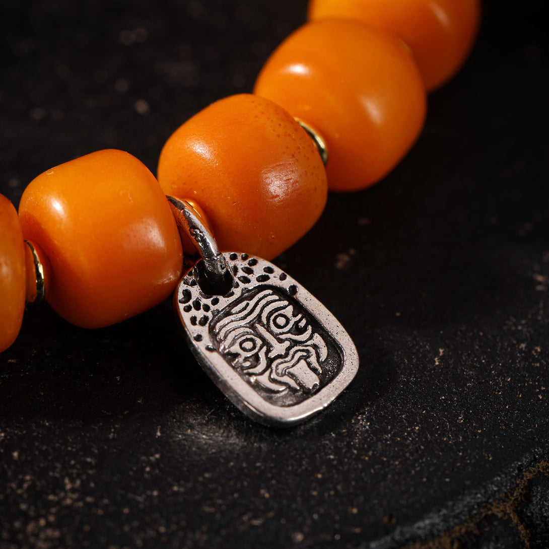 Tibetan Sacred Yak Bone Bracelet Dzi & Zambala