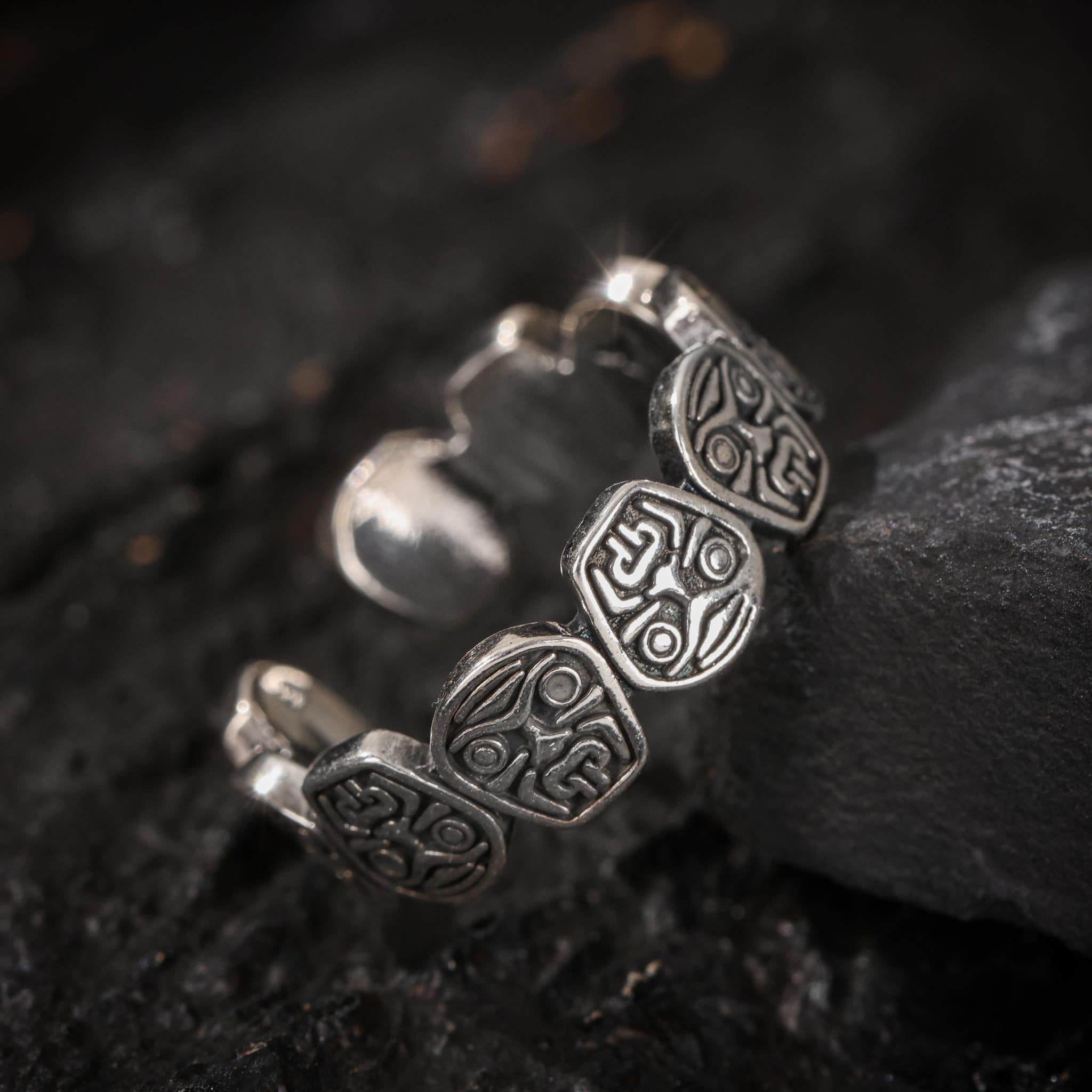 AURA DEER Engraved Ring Tibetan Sacred Wealth Protector Zambala Adjustable Sterling Silver Statement Jewelry