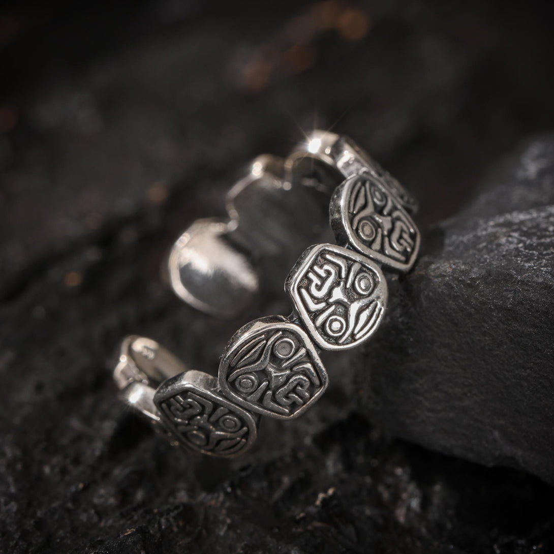 AURA DEER Engraved Ring Tibetan Sacred Wealth Protector Zambala Adjustable Sterling Silver Statement Jewelry