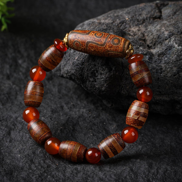Tibetan Dzi Mala Bracelet Nine-Eye Dzi Bead