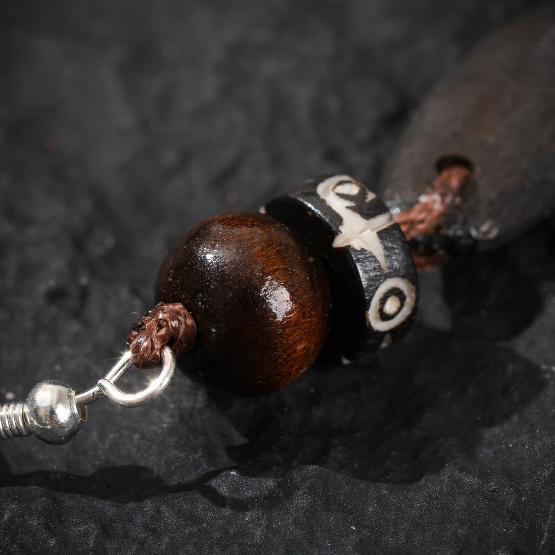 Tibetan Bone Earrings Sterling Silver