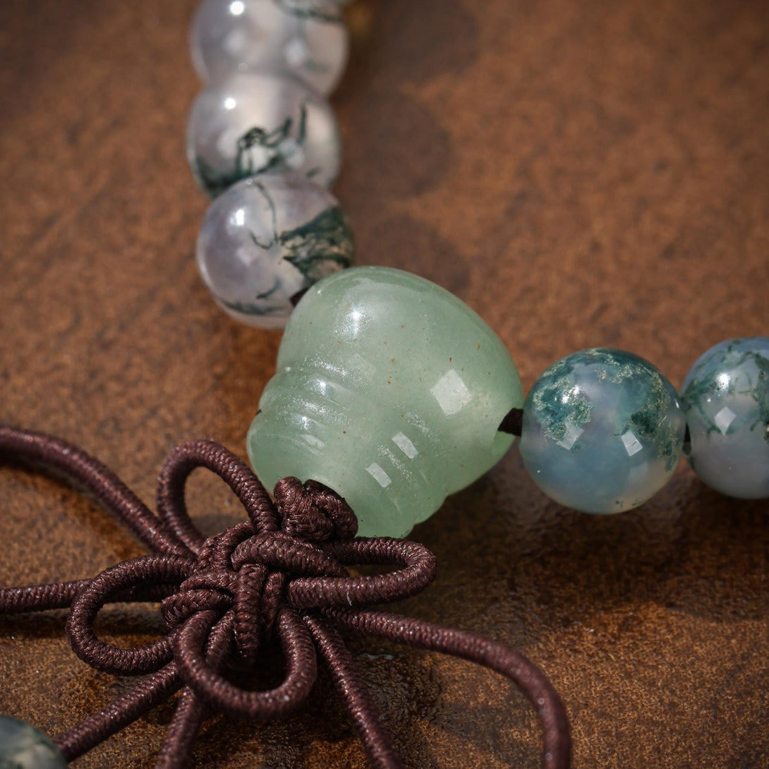 Moss Agate Necklace Mala Beads 108