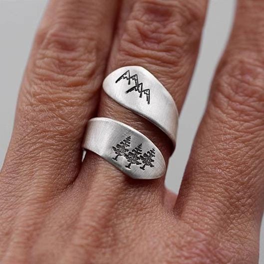 Engraved Ring Adjustable Sterling Silver Statement Jewelry