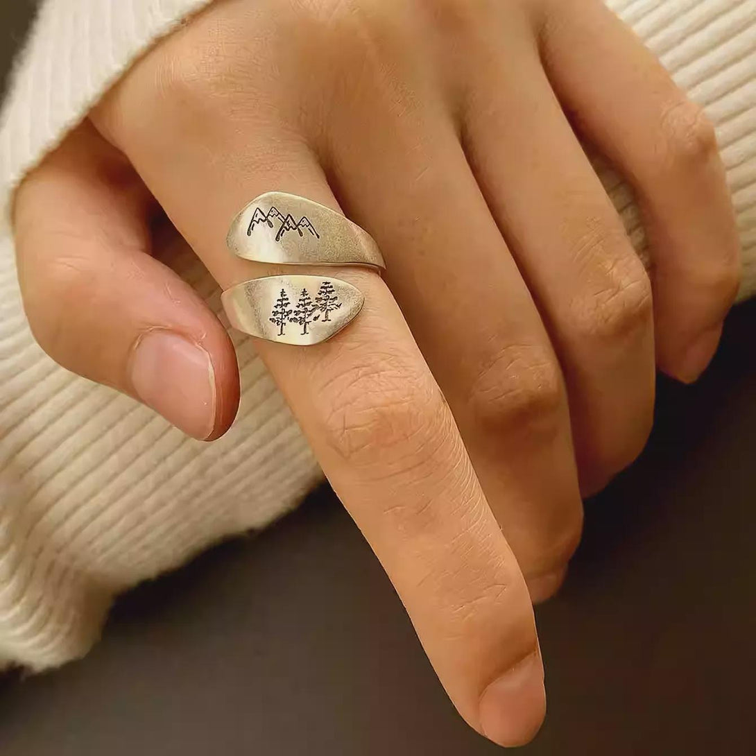 Engraved Ring Adjustable Sterling Silver Statement Jewelry