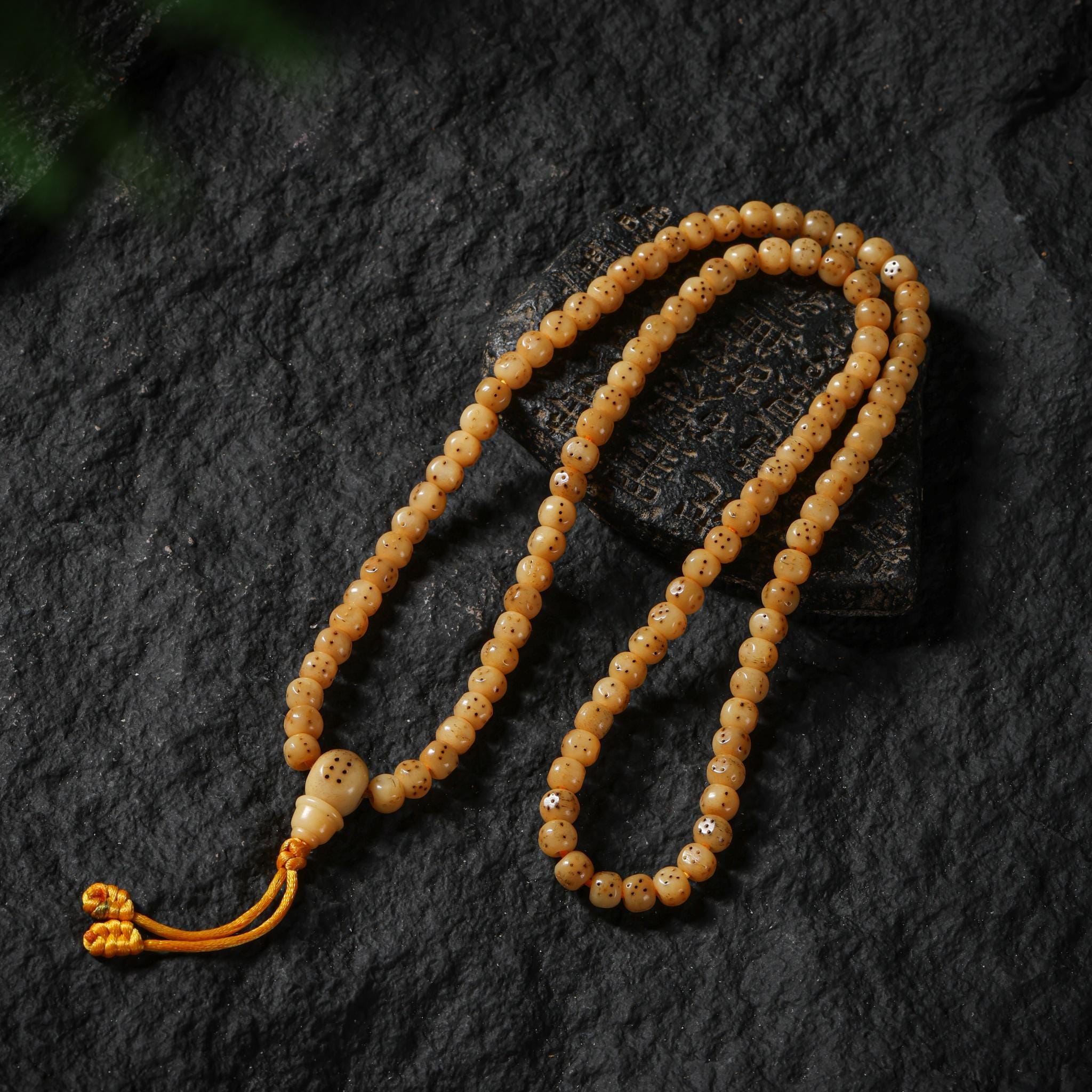 Yak Bone 108 Square Dice Mala Beads Protection Amulet Jewelry