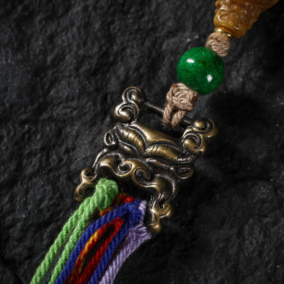 108 Yak Bone Barrel Beads Mala with Turquoise & Skull Accents