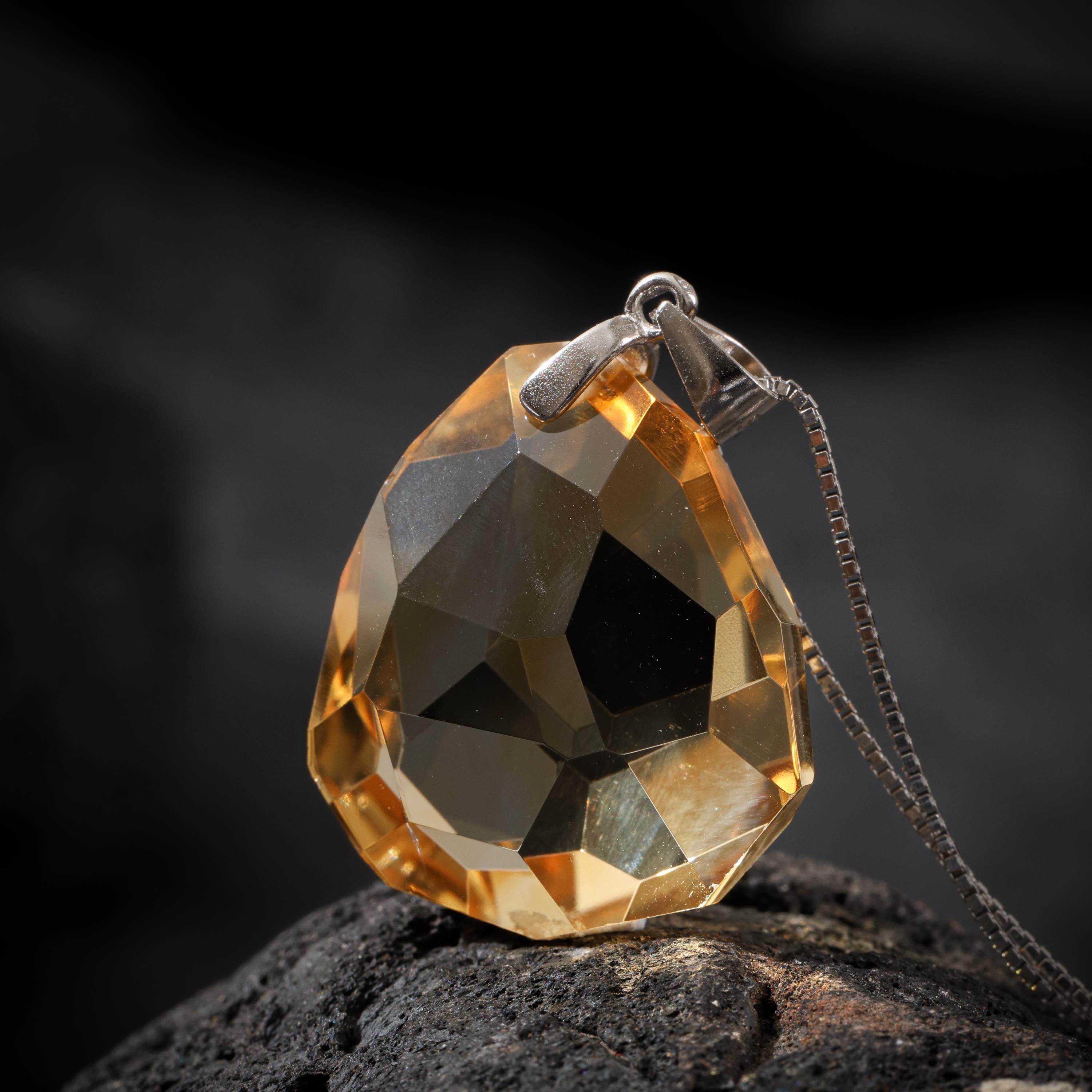 Citrine Faceted Pendant Necklace
