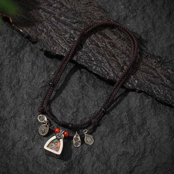 Tibetan Amulet Necklace - Ancient Copper Jambhala Gau