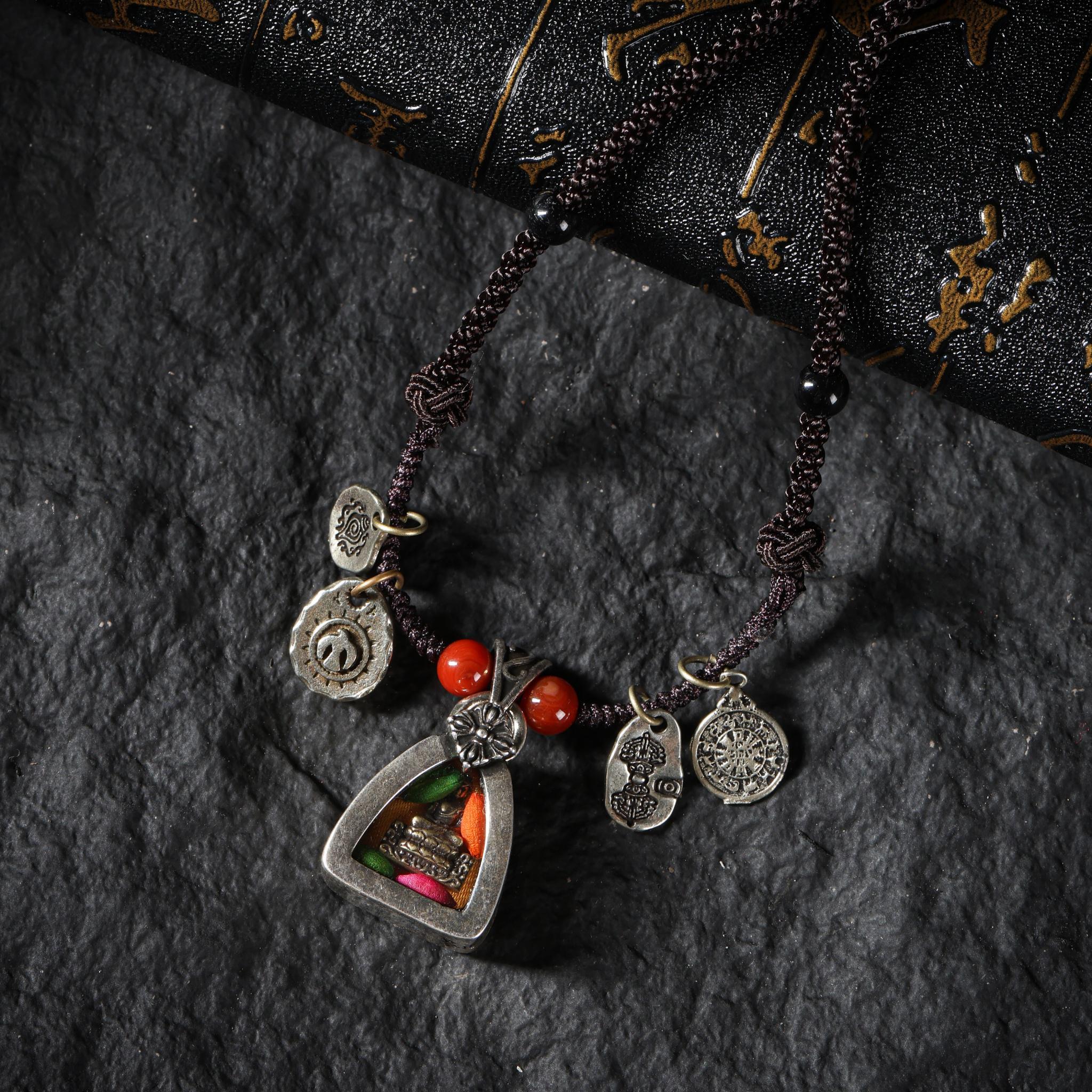 Tibetan Amulet Necklace - Ancient Copper Jambhala Gau