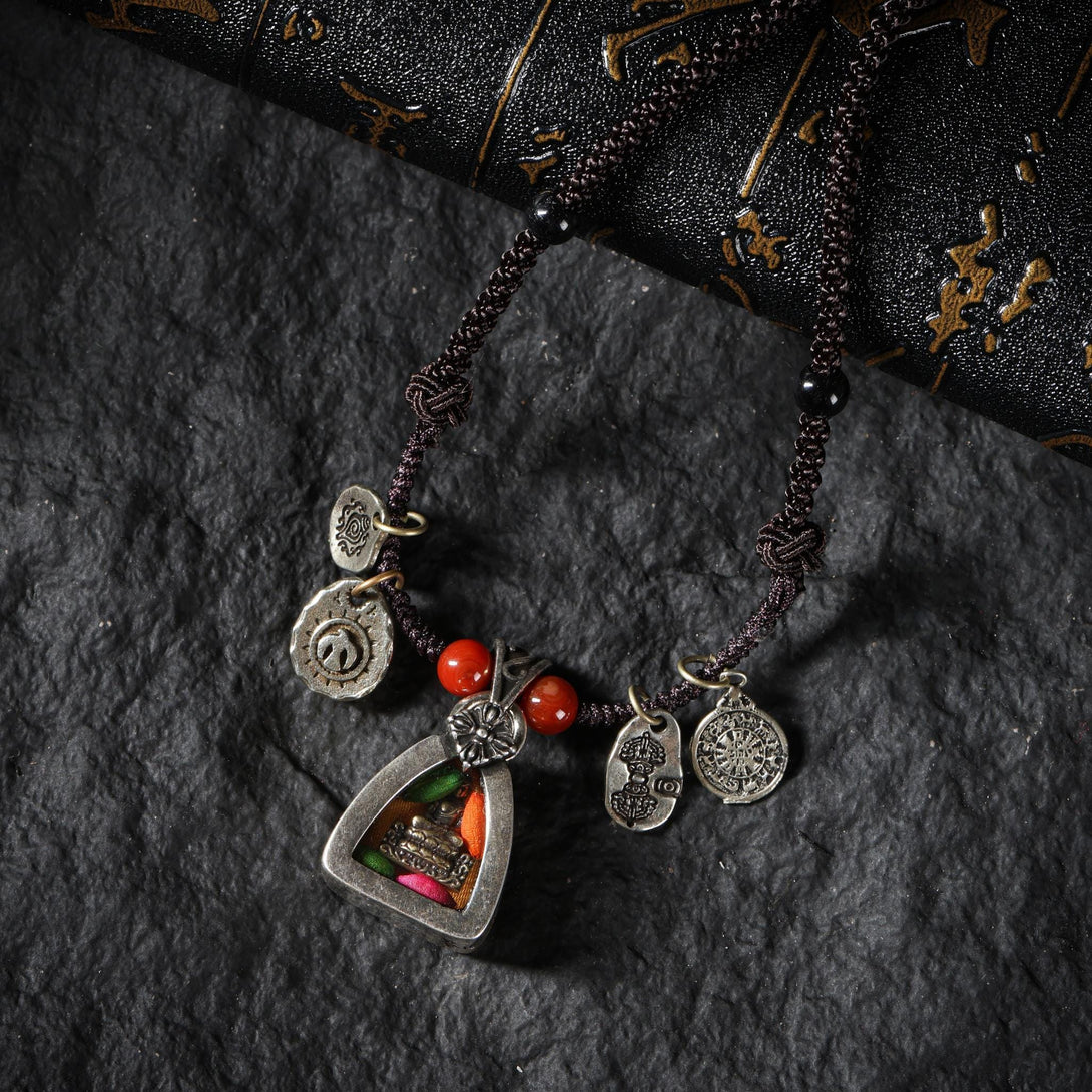 Tibetan Amulet Necklace - Ancient Copper Jambhala Gau