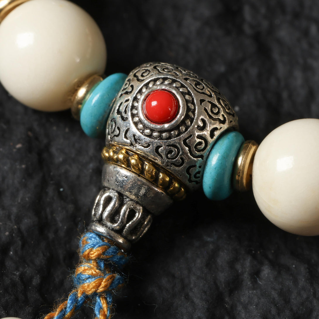 Yak Bone Bracelet with Dzi Beads
