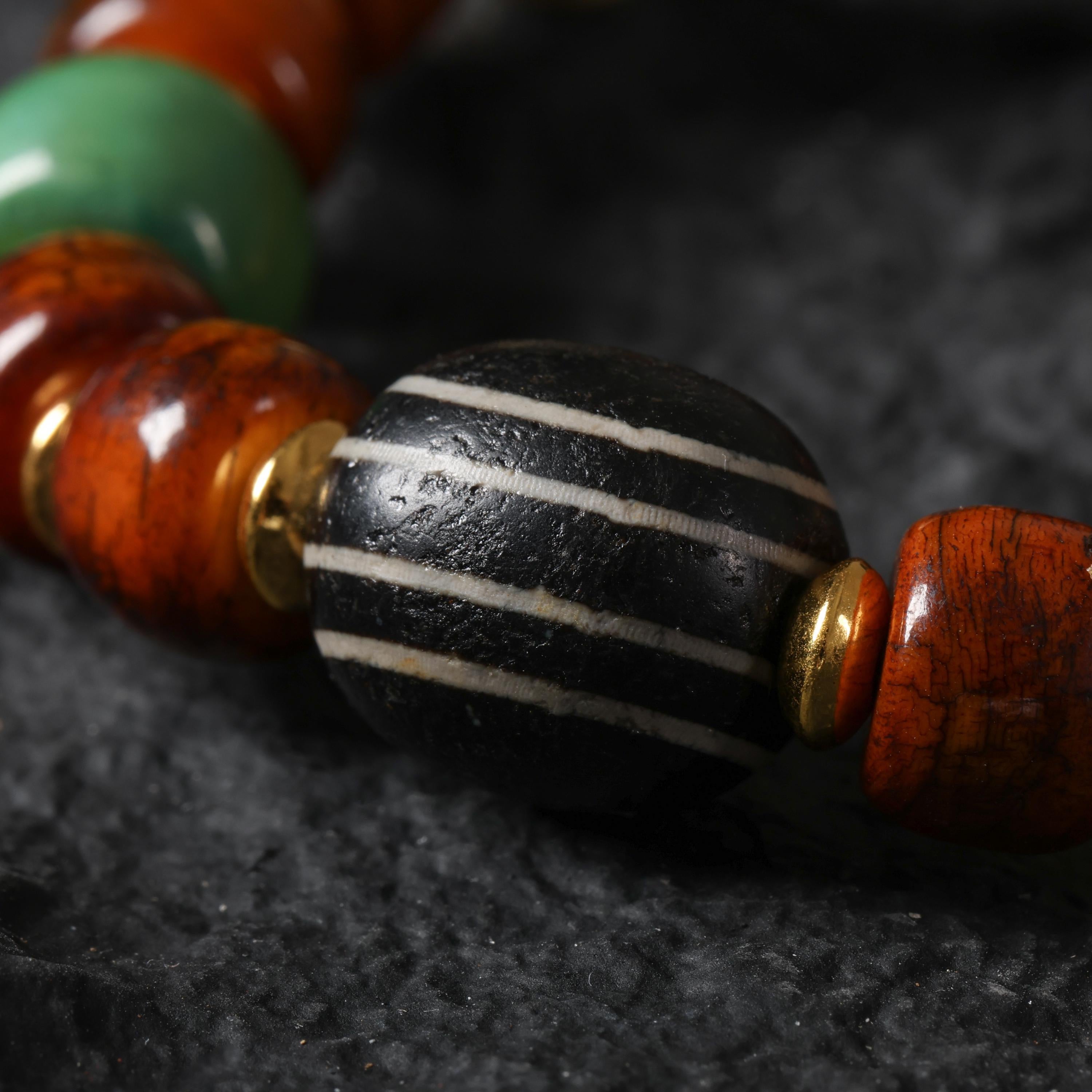 Yak Bone Dzi Skull Bead Bracelet