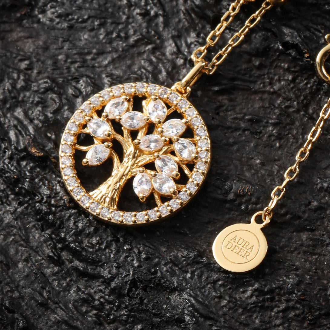18K Gold Plated Tree of Life Healing Necklace
