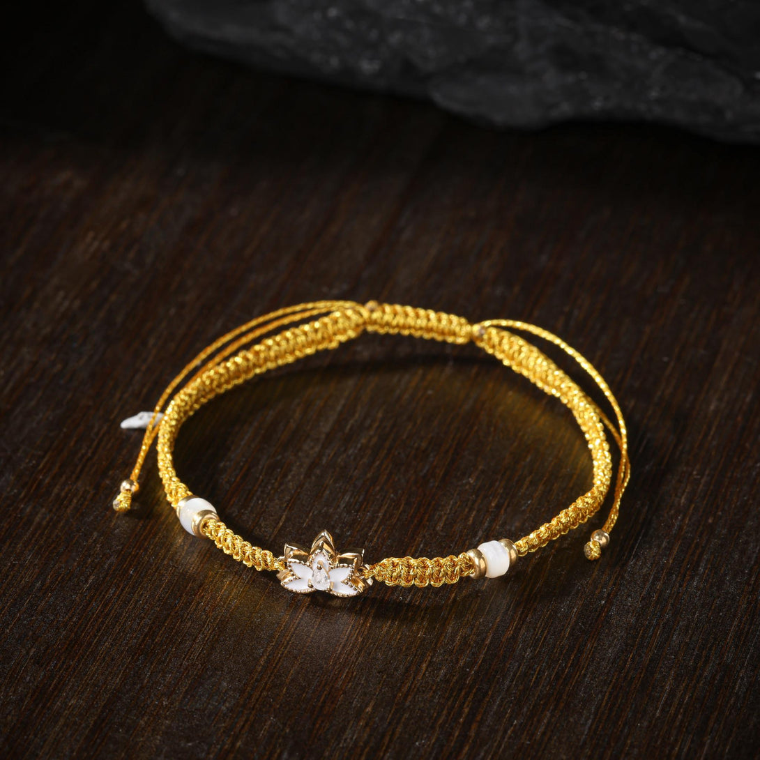 18K Gold Lotus Bracelet Healing Jewelry