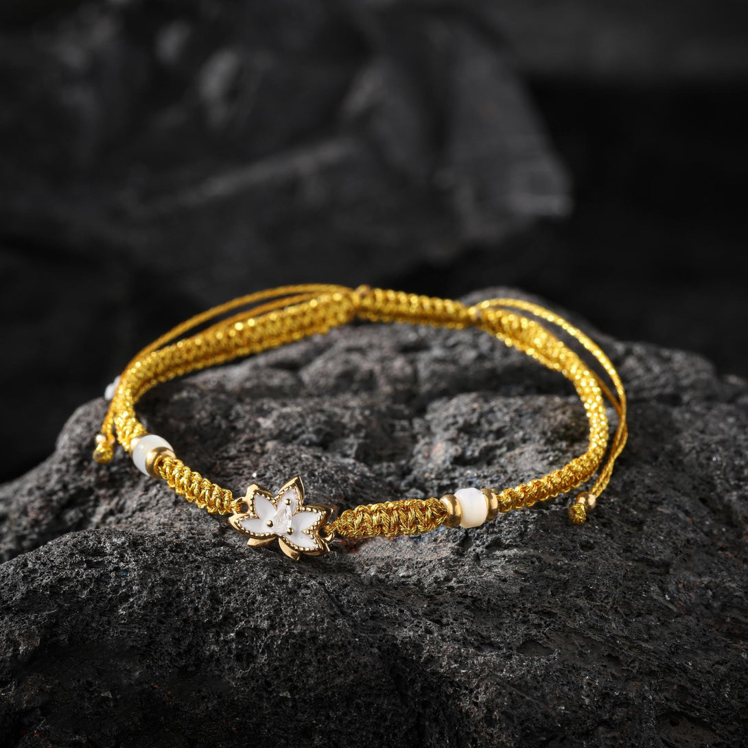 18K Gold Lotus Bracelet Healing Jewelry