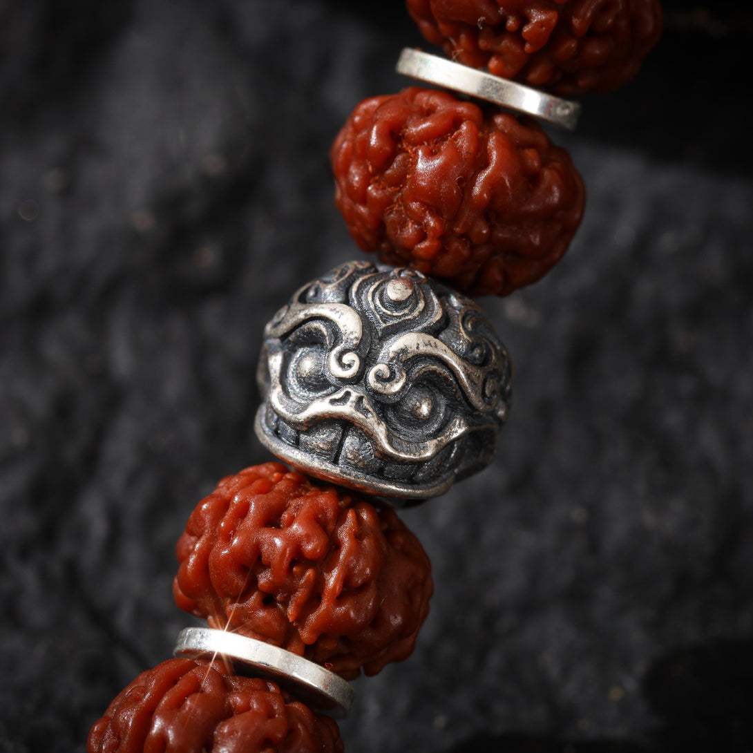 Vajra Rudraksha 108 Mala Necklace Garuda, Dorje Axe