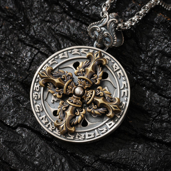 Vajra Rotating Silver Necklace
