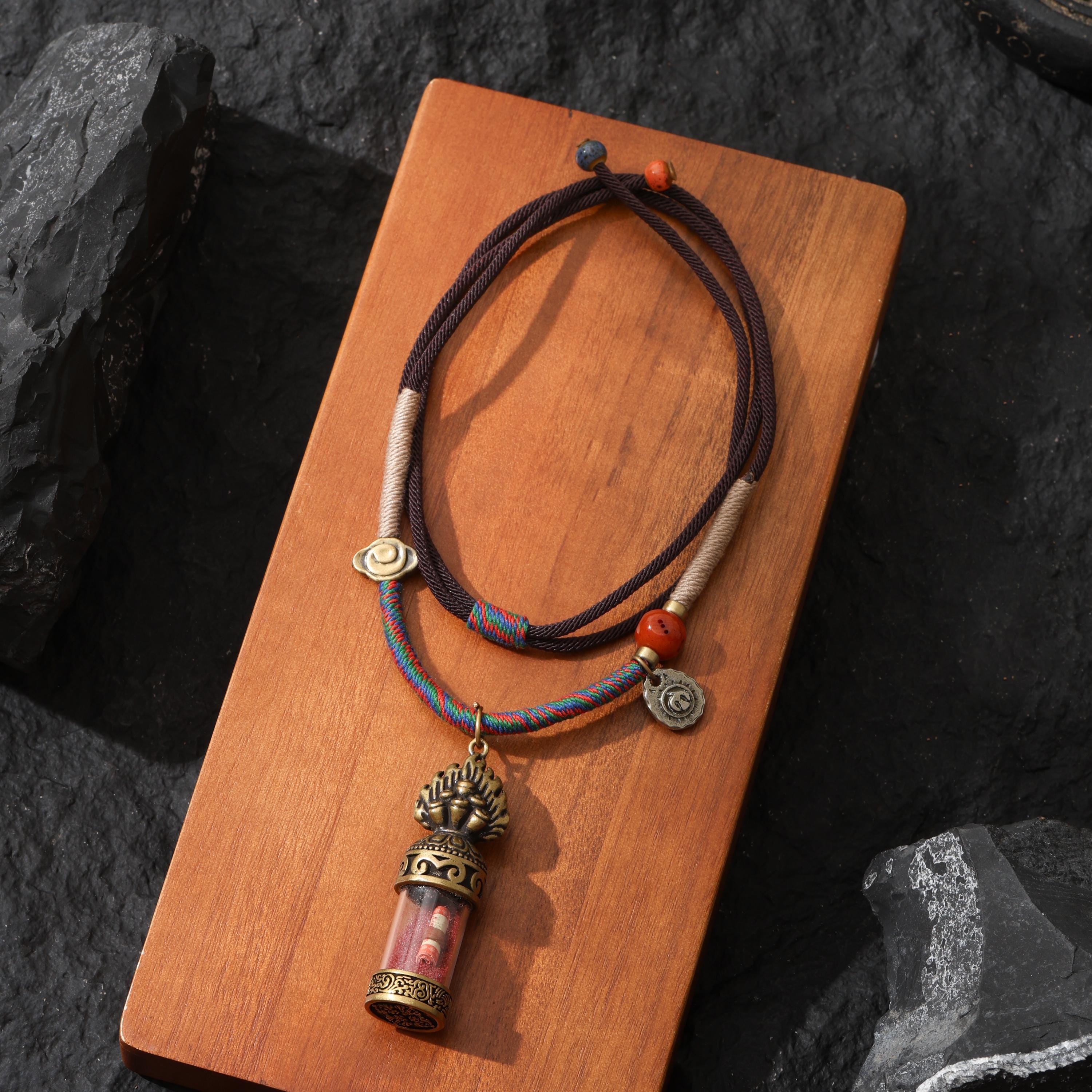 Tibetan Amulet Gau Necklace Vajra Cross Dorje