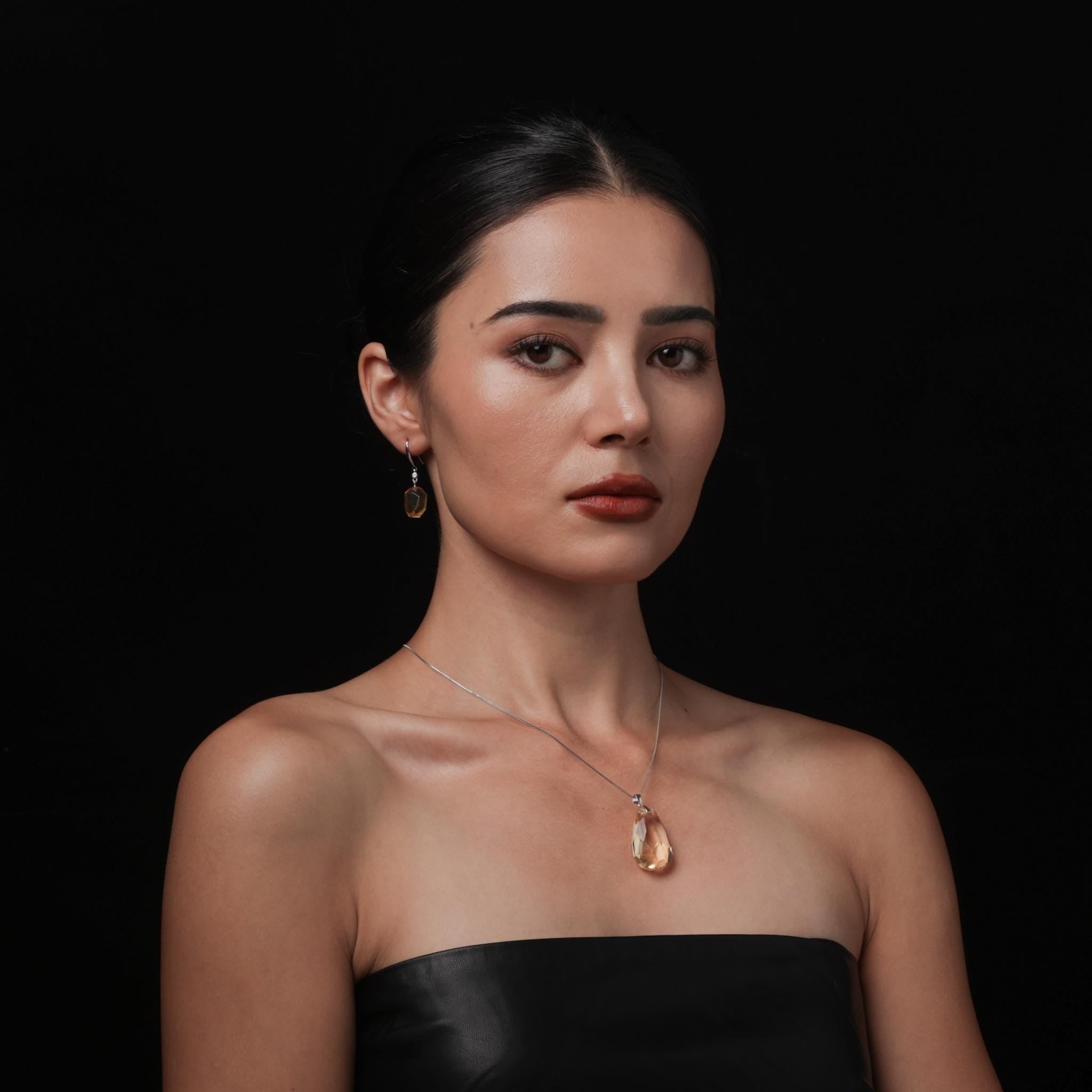 Citrine Faceted Pendant Necklace