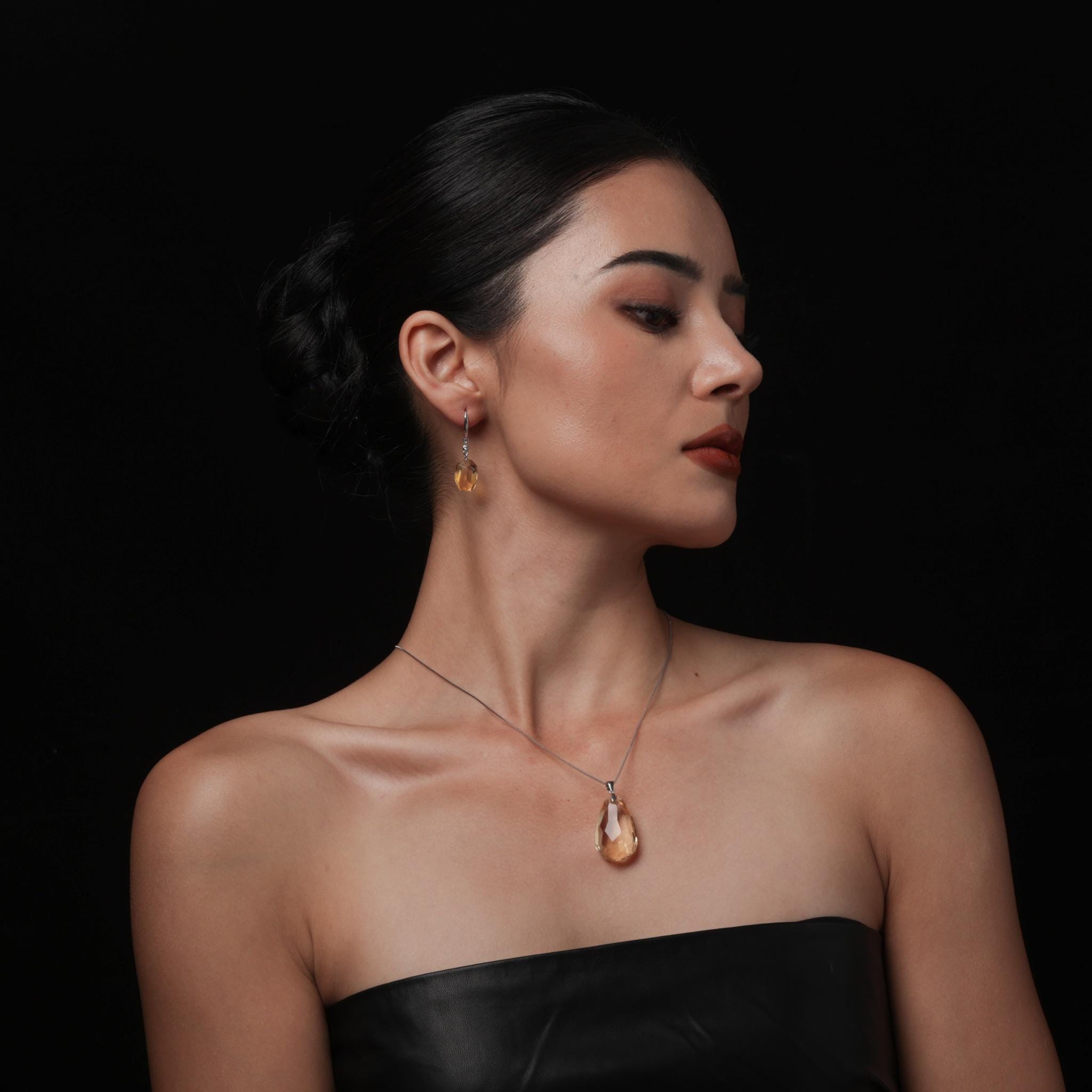 Citrine Faceted Pendant Necklace