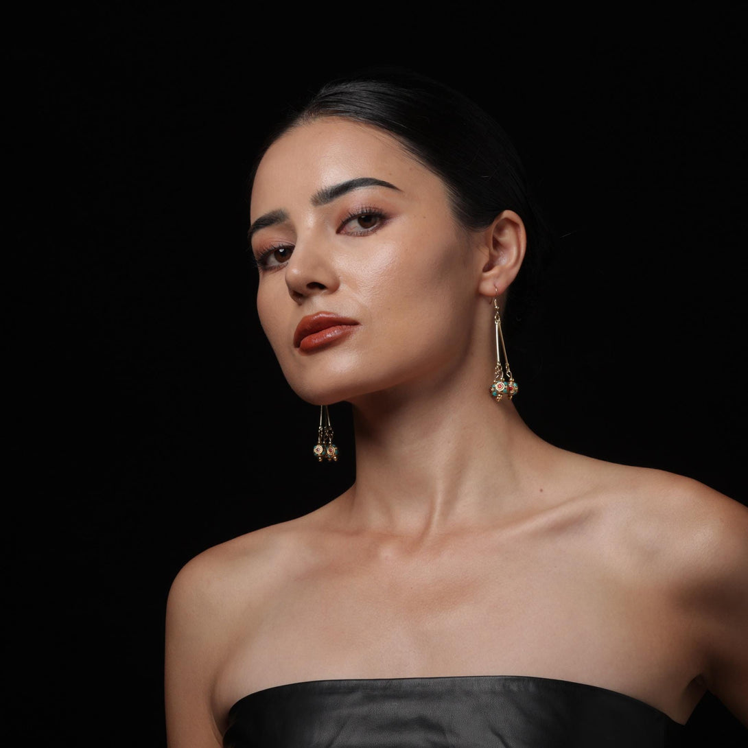 Tibetan Turquoise Red Agate Dangle Earrings