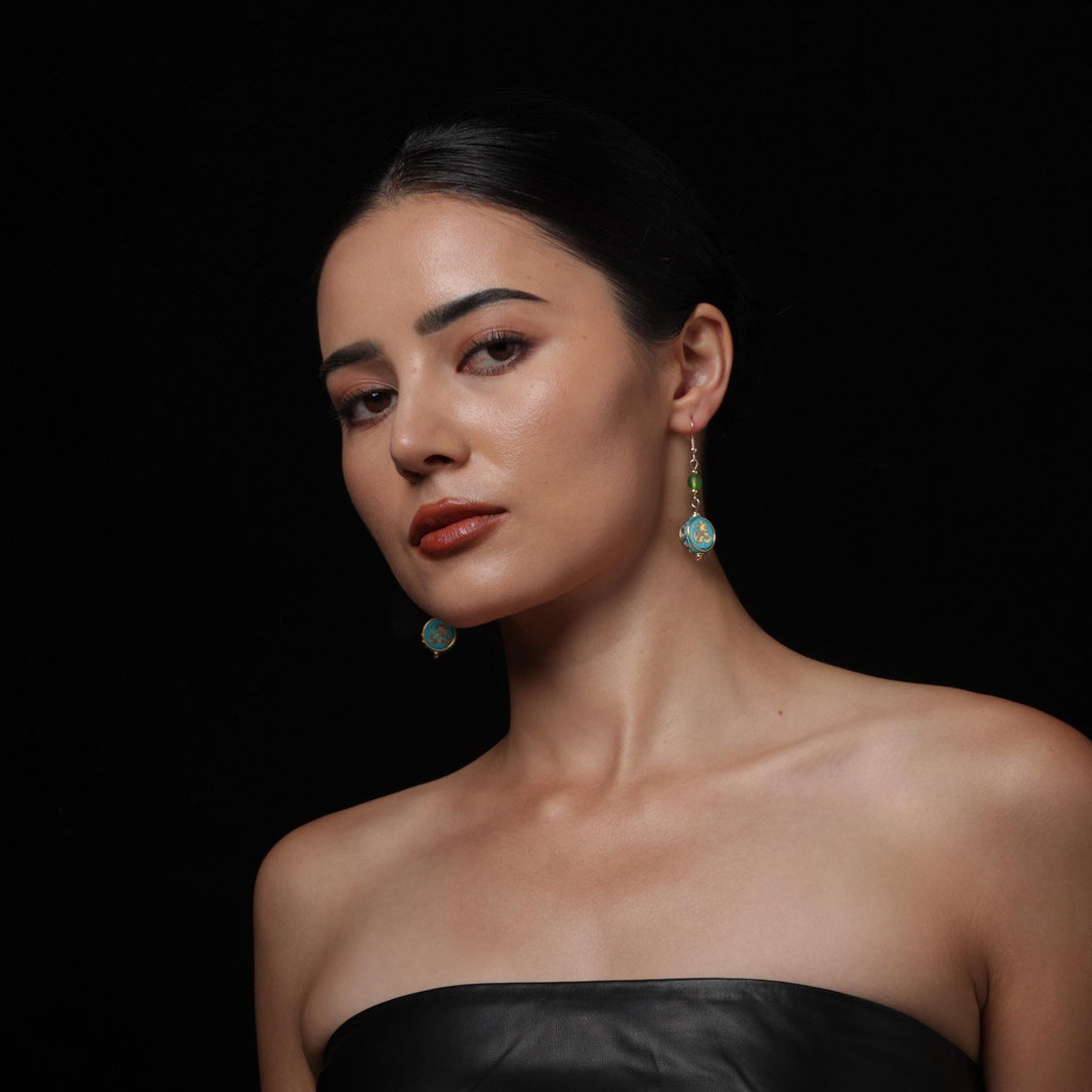 Tibetan OM Symbol Earrings Copper Dangle Earrings