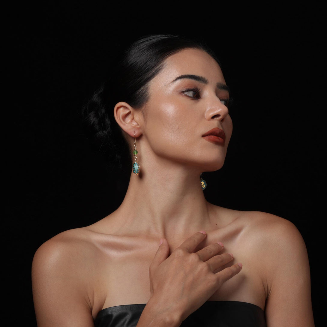 Tibetan OM Symbol Earrings Copper Dangle Earrings