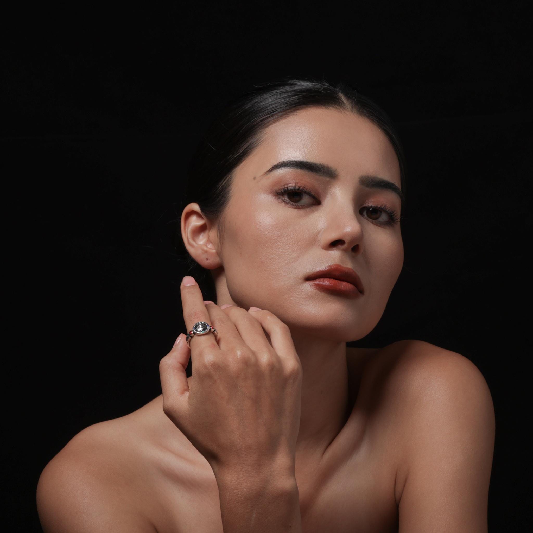 Tibetan Wealth Protector Zaki Sterling Silver Ring