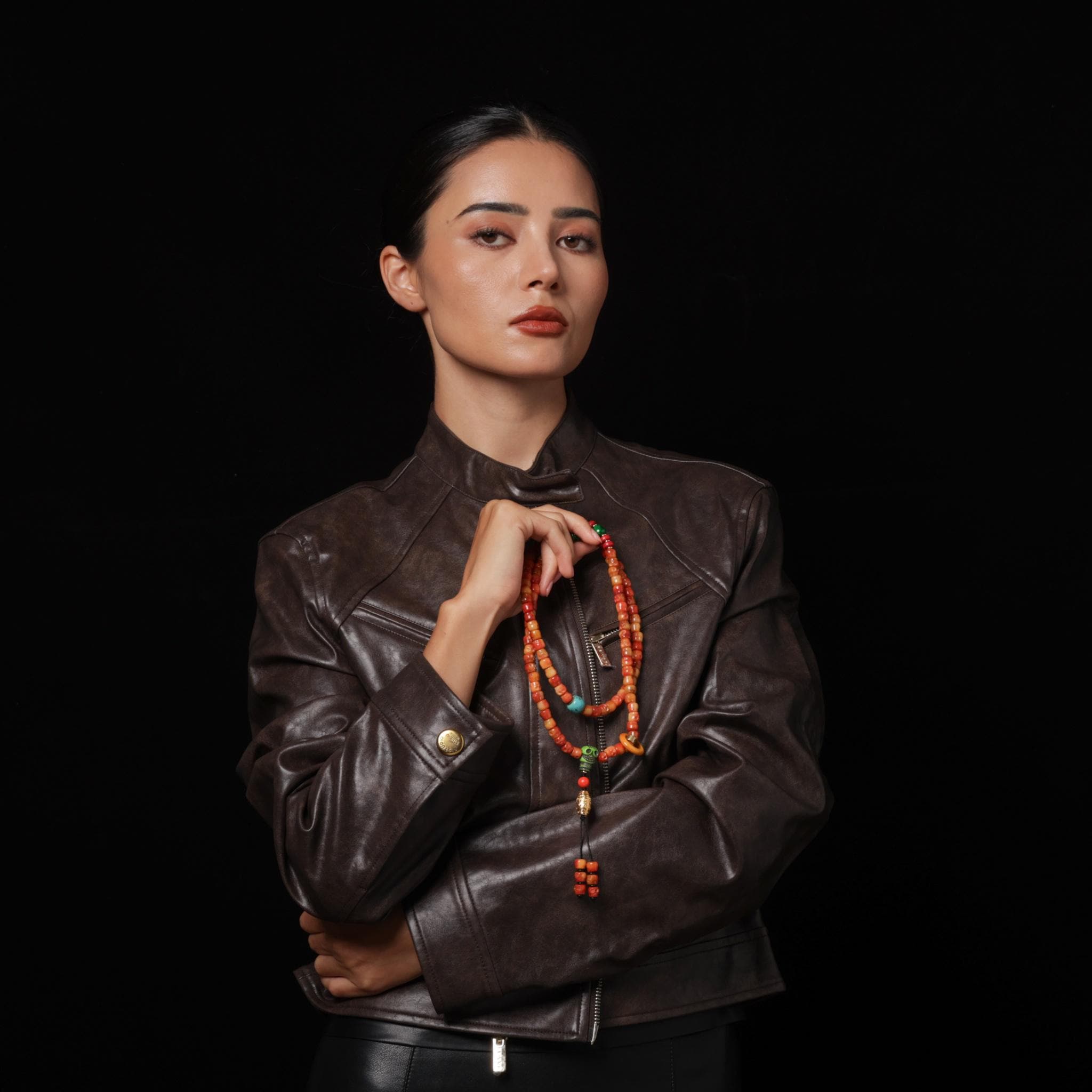 Bone Skull Necklace 108 Dzi Mala Beads