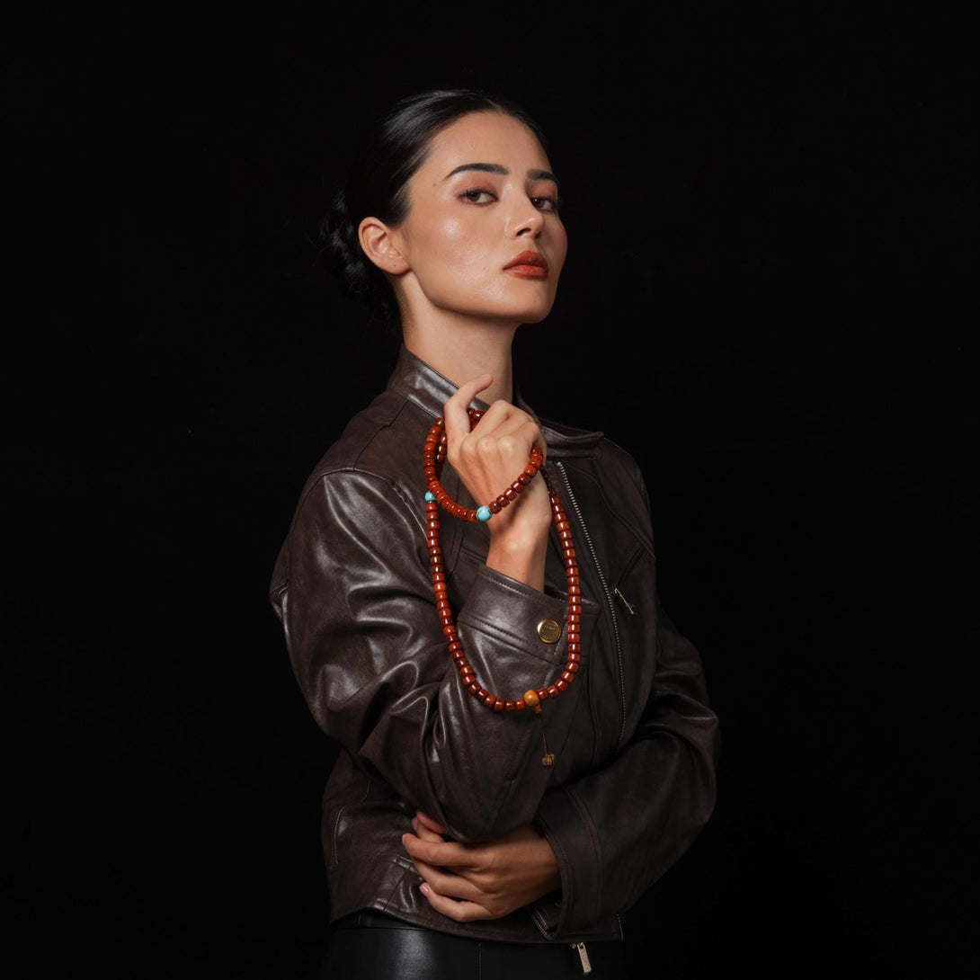 Yak Bone 108 Mala Beads with Turquoise