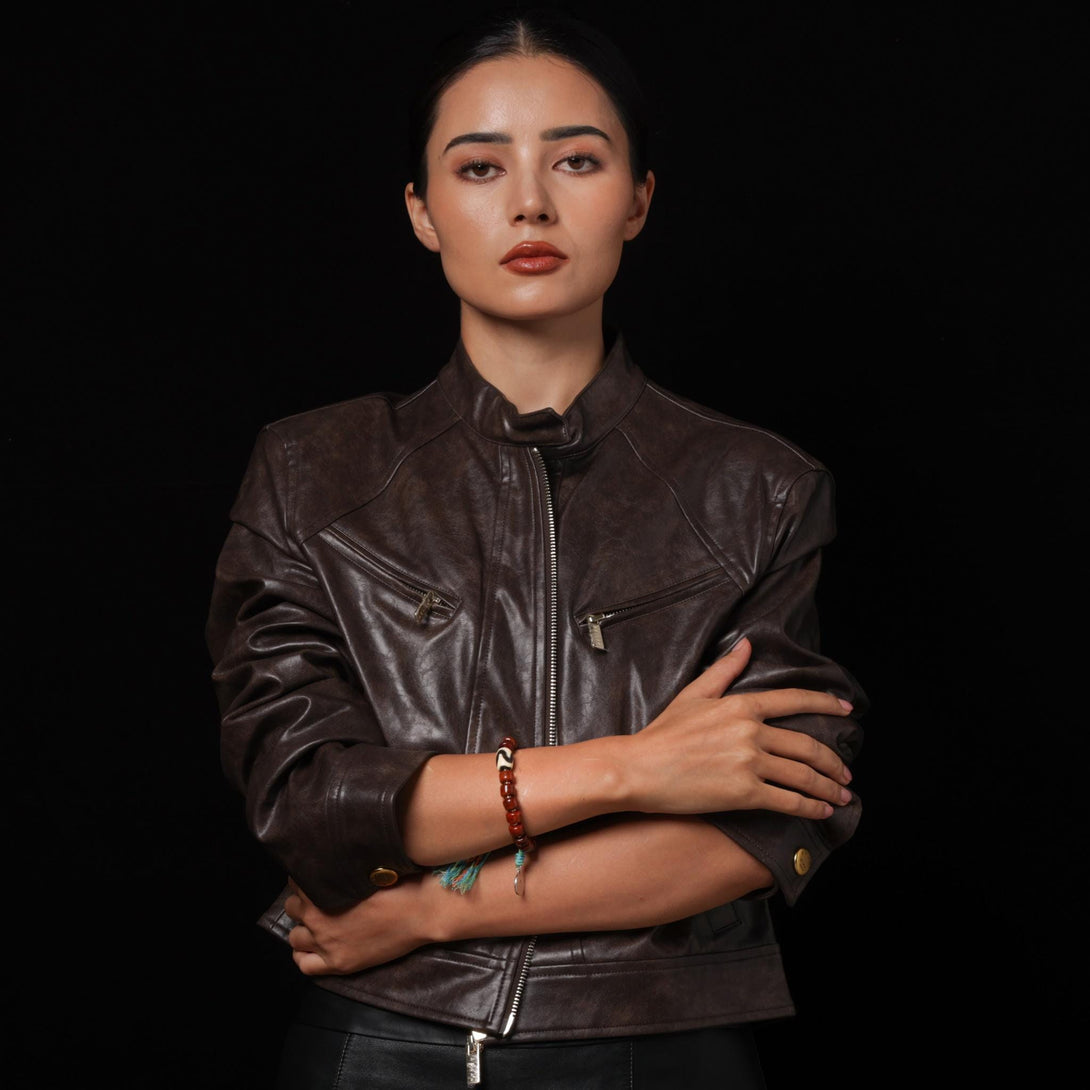 Tibetan Sacred Yak Bone Bracelet Dzi & Zambala