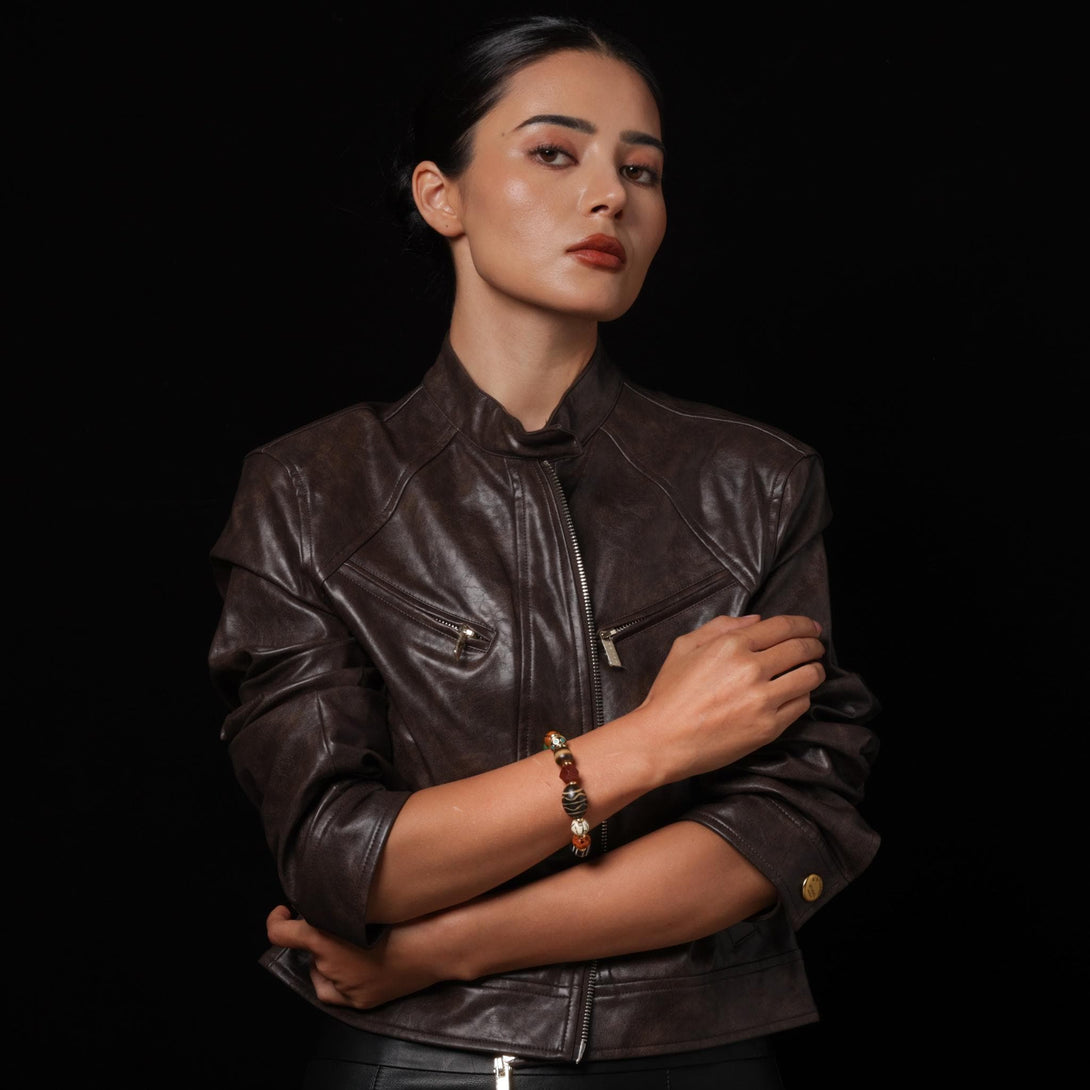 Yak Bone Bracelet Tibetan Amulet Turquoise, Agate & Dzi