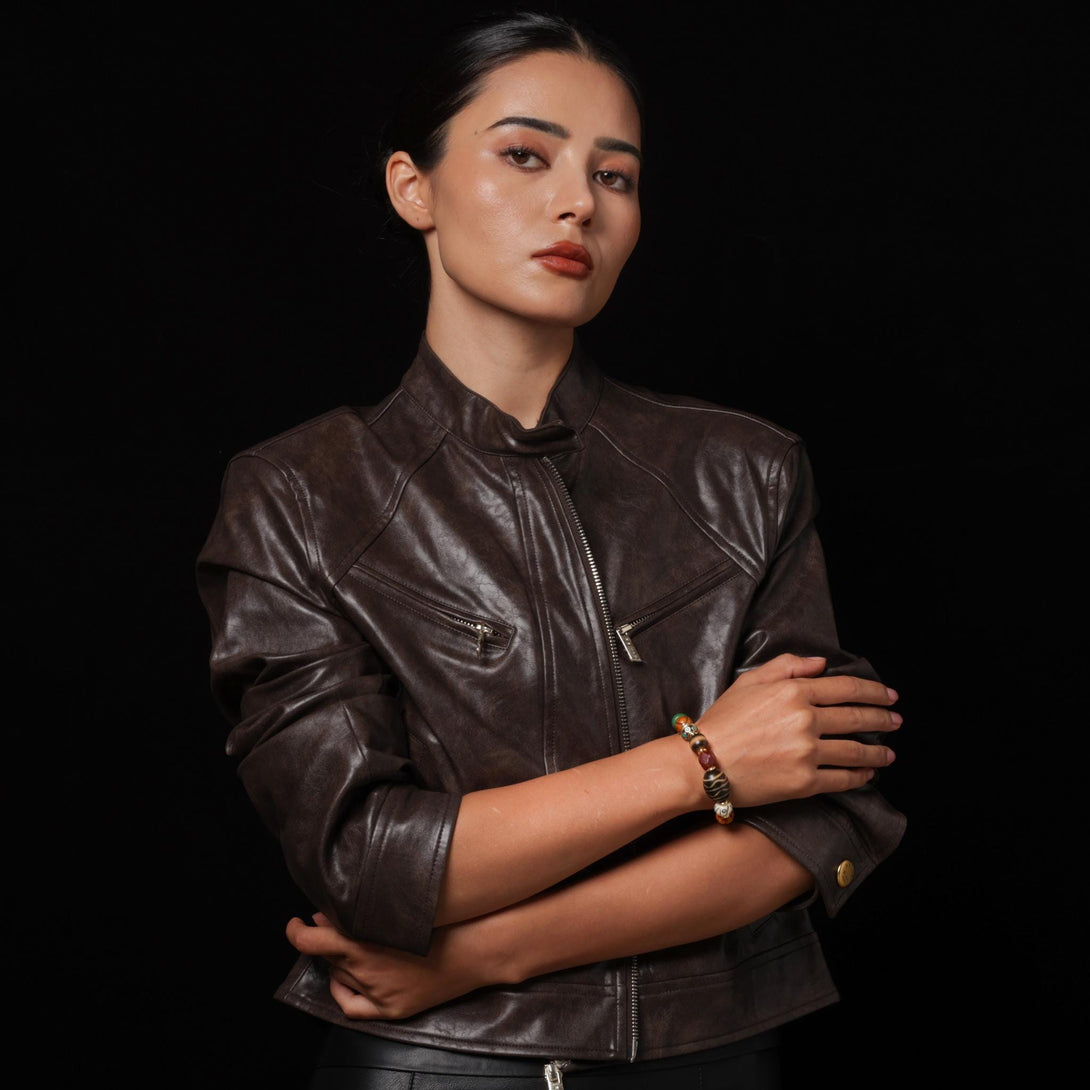 Yak Bone Bracelet Tibetan Amulet Turquoise, Agate & Dzi