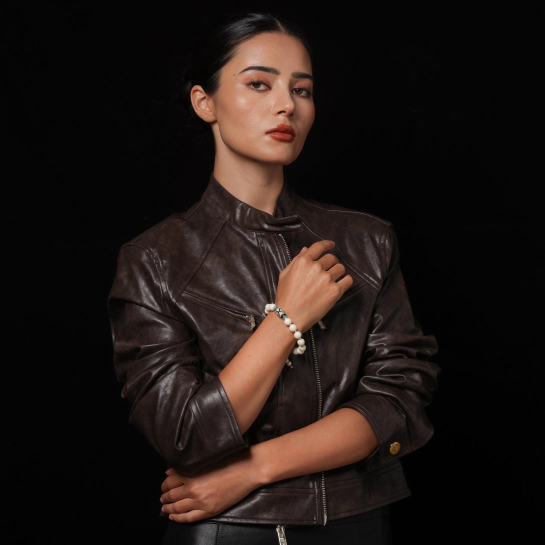 Yak Bone Bracelet with Dzi Beads