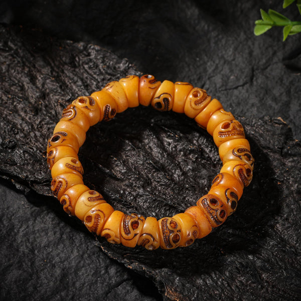 Yak Bone Smiling Skull Bracelet