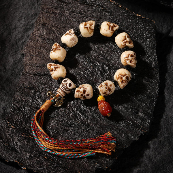 Bone Skull Bracelet Tibetan Charnel Ground