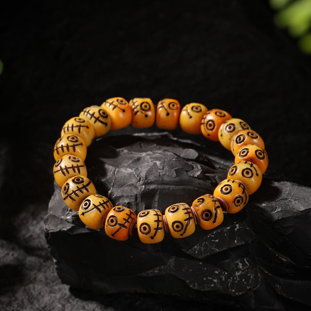 Bone “Smiling Fool” Bracelet Mala Beads