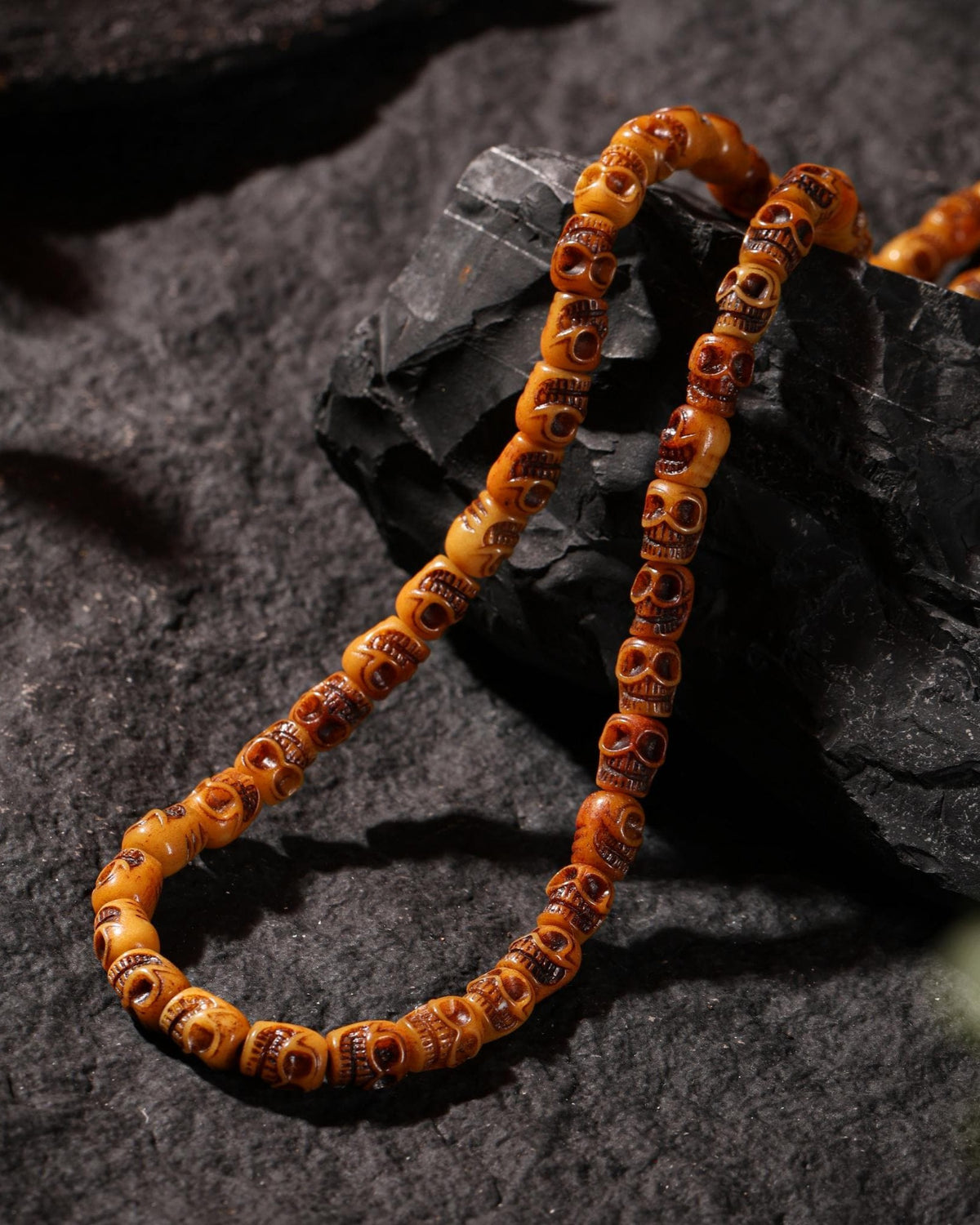 Collana con teschio d'osso 108 Mala-3