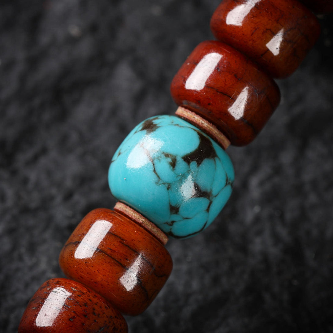 Yak Bone 108 Mala Beads with Turquoise