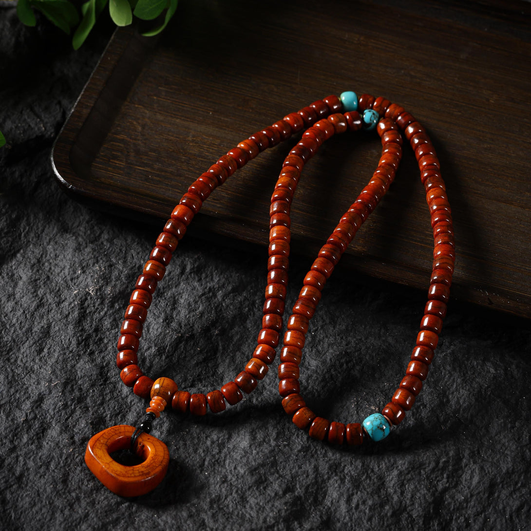 Yak Bone 108 Mala Beads with Turquoise