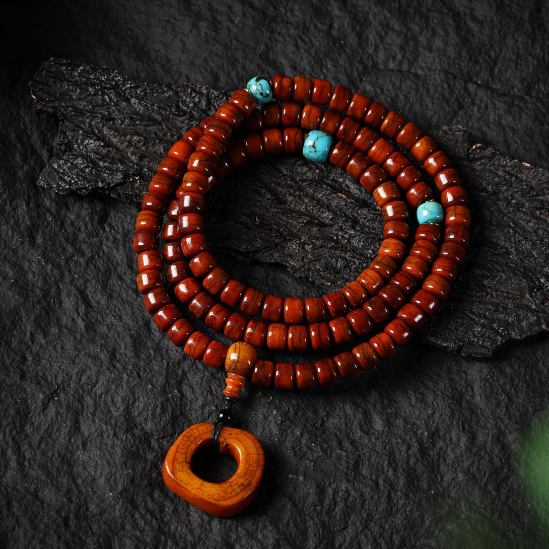 Yak Bone 108 Mala Beads with Turquoise