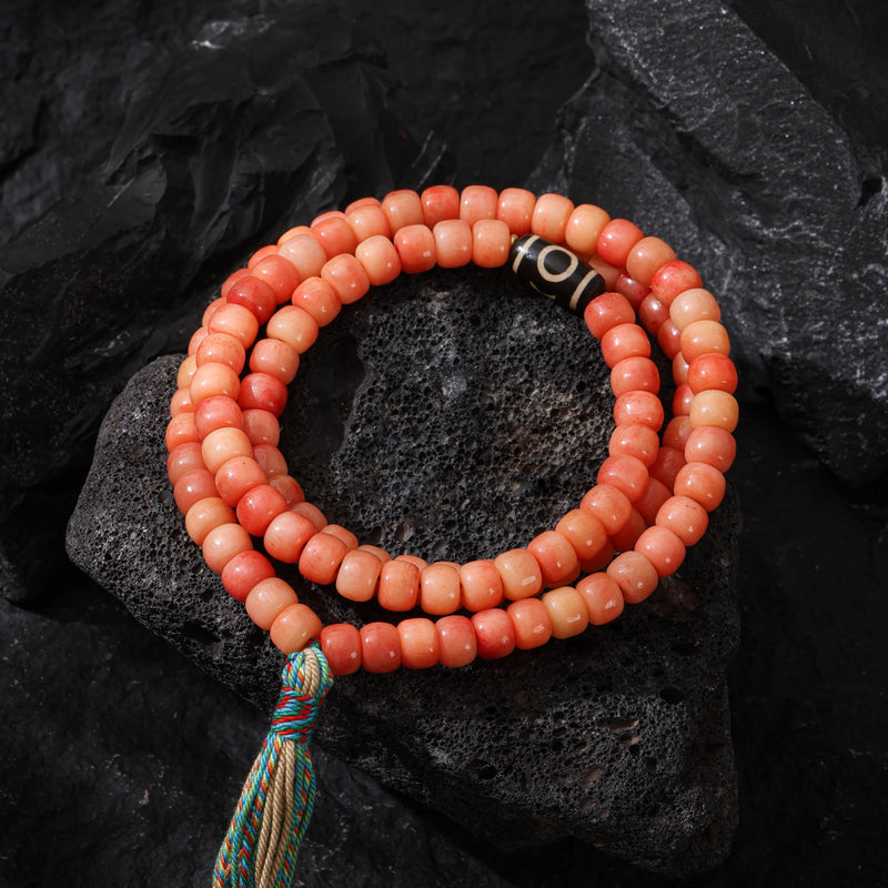 Yak Bone 108-Bead Mala Necklace