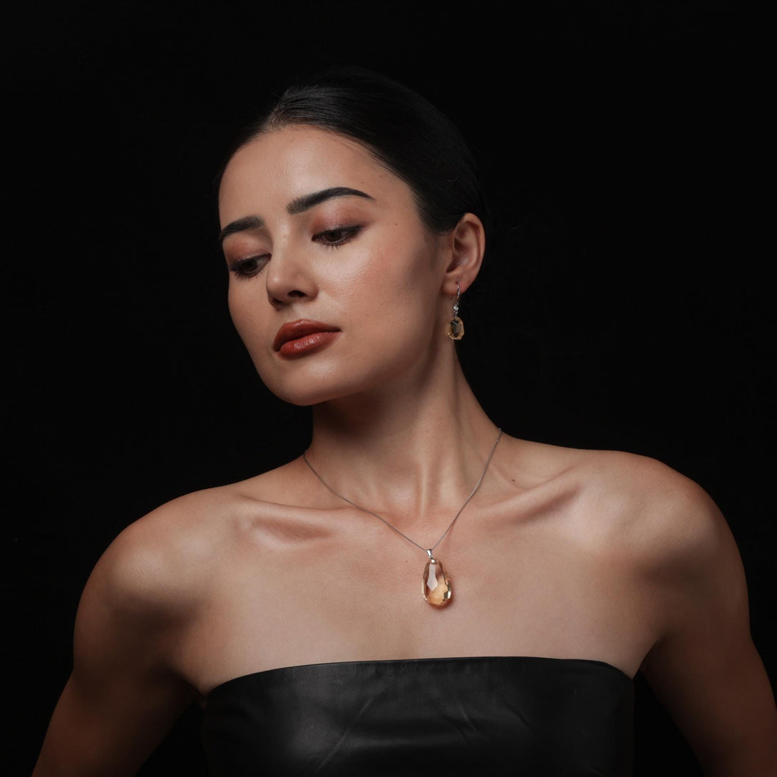 Citrine Faceted Pendant Necklace