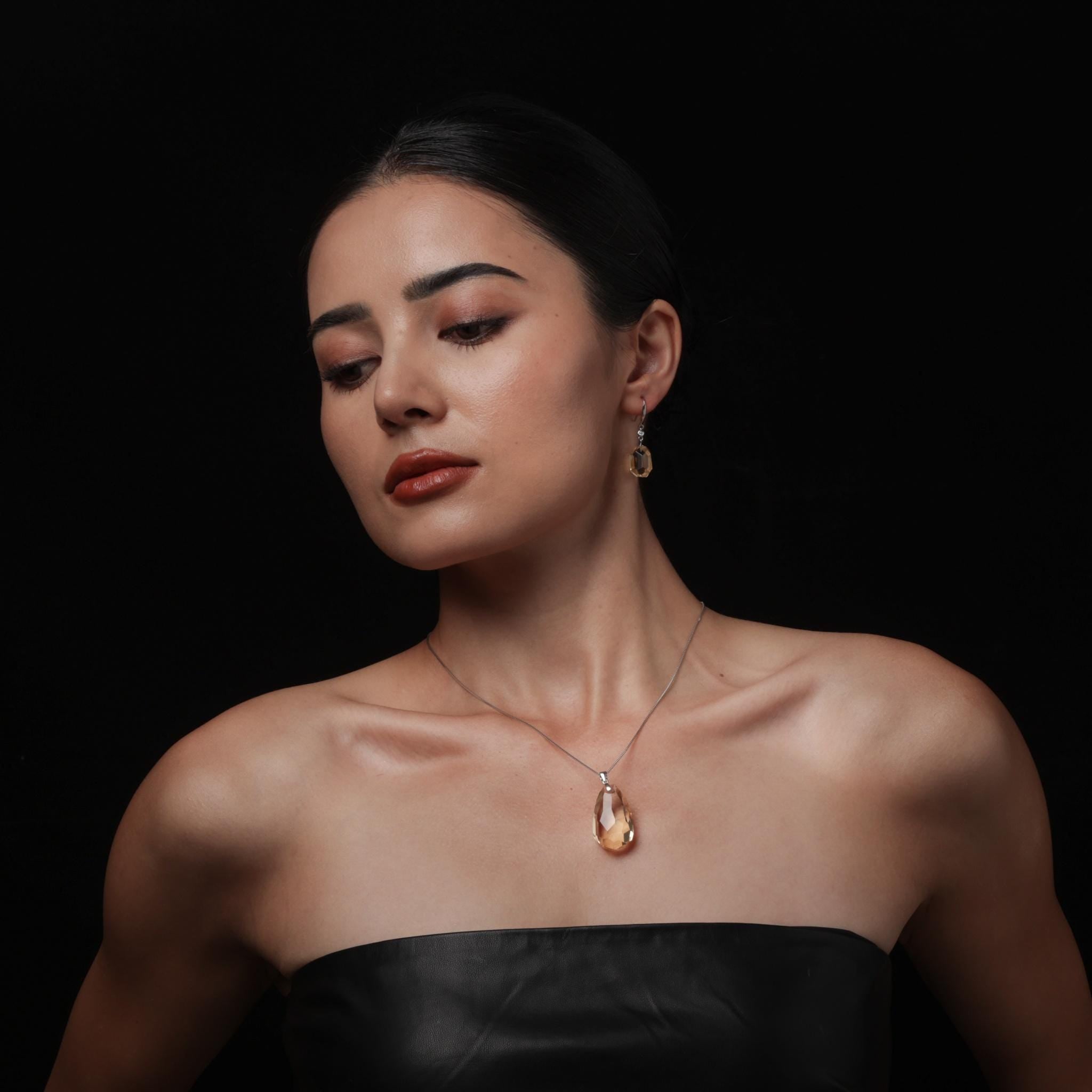 Citrine Faceted Pendant Necklace