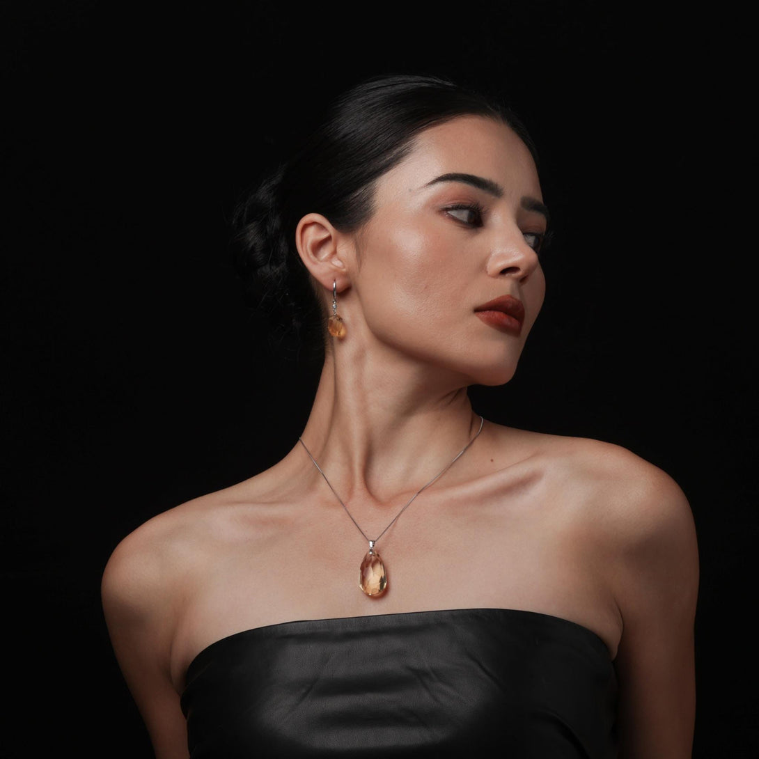 Citrine Faceted Pendant Necklace