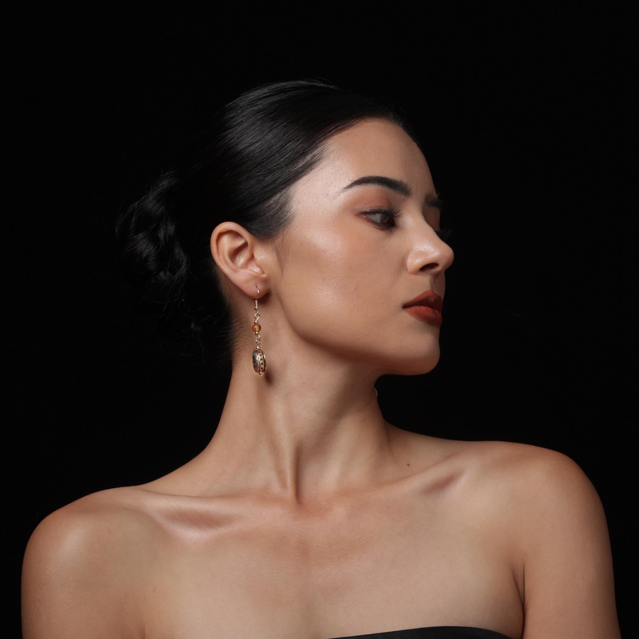 Tibetan OM Symbol Earrings Copper Dangle Earrings